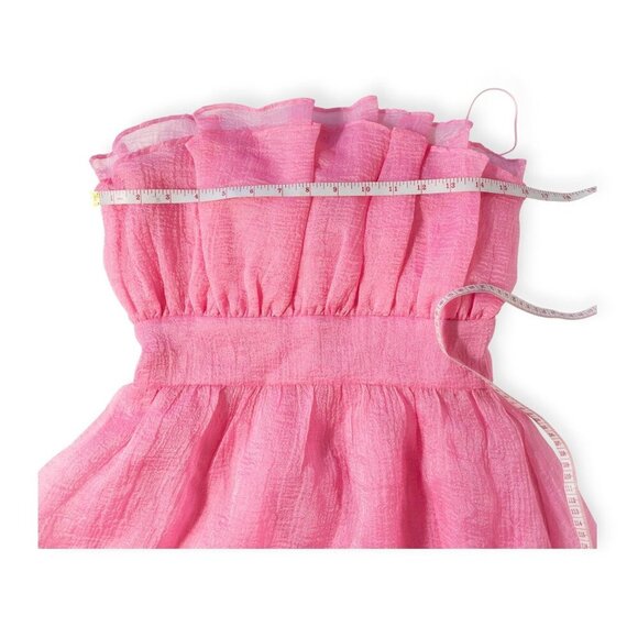 Day & Moon Pink Ruffled Strapless Dress SZ S Barbie Coquette - Picture 8 of 9